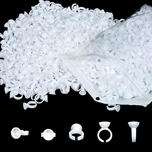 600PCS Glue Rings for Eyelash Extensions - Disposable Rings, Lovely Shape Lash Fan Blossom Glue Cups