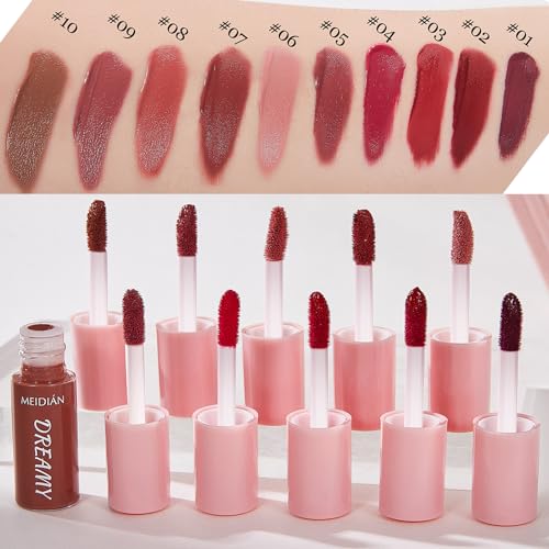 ADMD Matte Lip Gloss Set 10 Velvet Shades Non-Transfer