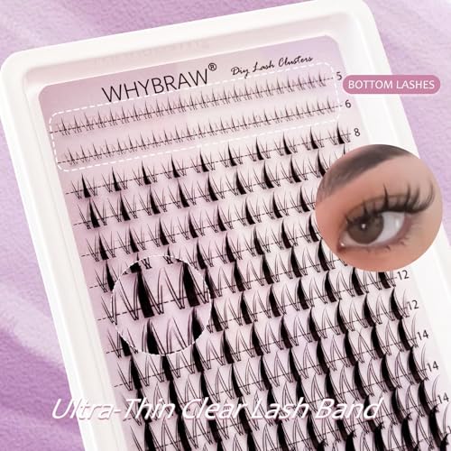 Whybraw Lash Clusters 140 Pcs Wispy C-Curl DIY Eyelash Extension