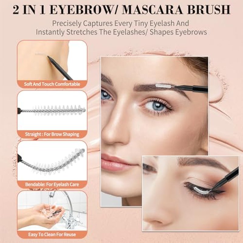 MAPVOLUT 120PC Micro Eyebrow Brushes with Caps - Ideal for Tinting & Lifting