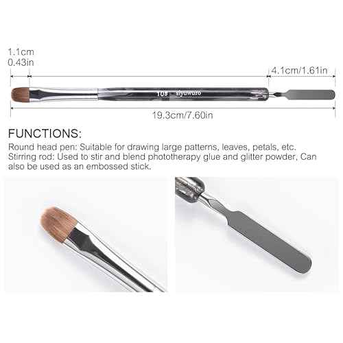 Kolinsky Sable Nail Brush French Nail Brush 2 Way Professional Gel Acrylic Nail Art Brush with Stirring Rod for French Manicure Cuticle Clean Up Nail Art Design Brush (10#)