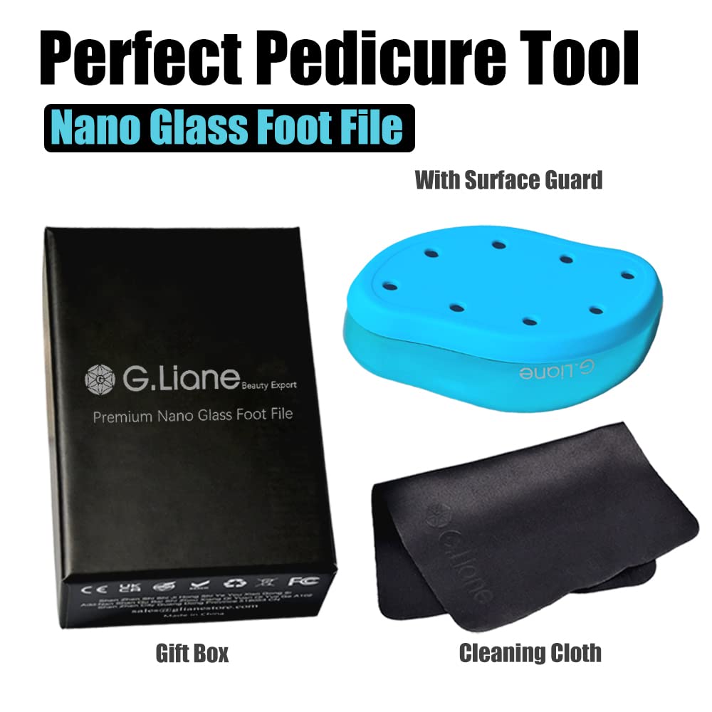 G.Liane Nano Glass Foot File Callus Remover - Crystal Glass Pedicure Foot Care Foot Scrubber Painless Dry and Wet Use for Hard Skin Calluses Removal (Blue)