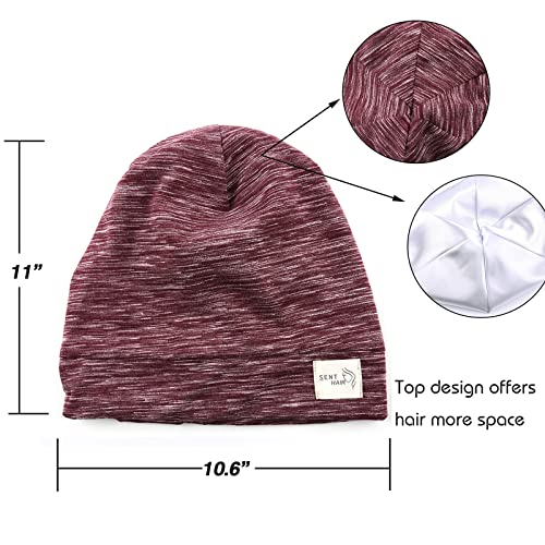 Kids Satin Lined Bonnet Silk Sleep Bonnet Slap Cap for Natural Hair Adjustable Slouchy Beanie for Kids,Child,Toddler,Teens(4-10 Years Old,Burgundy)