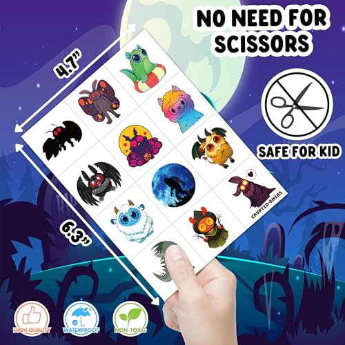 96-Piece Cryptid Temporary Tattoos - Alien, Bigfoot, Mothman