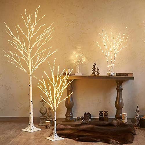 Birchlitland Lighted Birch Tree 6FT 330L Warm White Fairy Lights, White Twig Tree Lights for Indoor Outdoor Home Thanksgiving Christmas Holiday Decoration