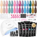 JEWHITENY 14-Color Poly Gel Nail Extension Kit with 48W UV Lamp