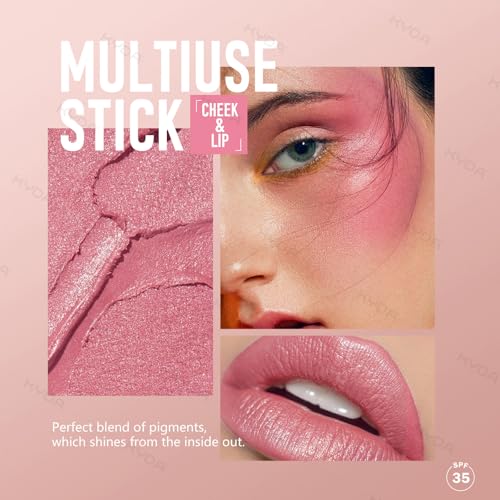 KYDA Mineral Color Balm, Buildable Shimmer Color for Lips and Cheeks, Broad spectrum SPF 35, Natural Shimmer Finish, Lightweight Blendable Creamy, Multiuse Blush Stick, ROSE