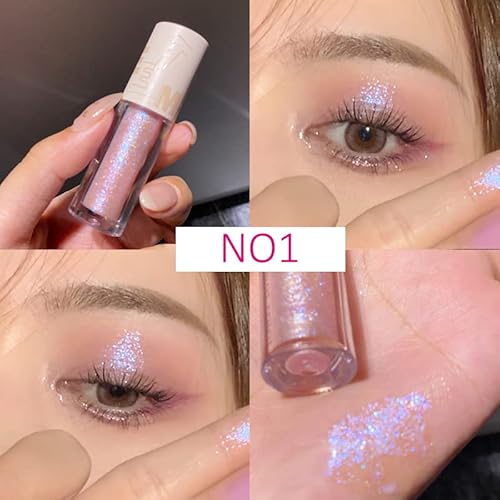 5pcs Liquid Glitter Eyeshadow set- Sparkling Metallic High Pigmented Glitter Eye Shadow Korean Crystals Makeup, Quick Drying Long Lasting Creates High-Impact Multi Dimensional Eye Looks