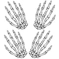 Skeleton Hand Temporary Tattoos - 4-Sheet Halloween Fake Tattoo Stickers