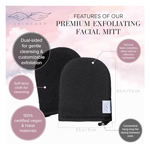 Seraphic Skincare Dual-Sided Exfoliating Facial Mitt & Face Scrubber