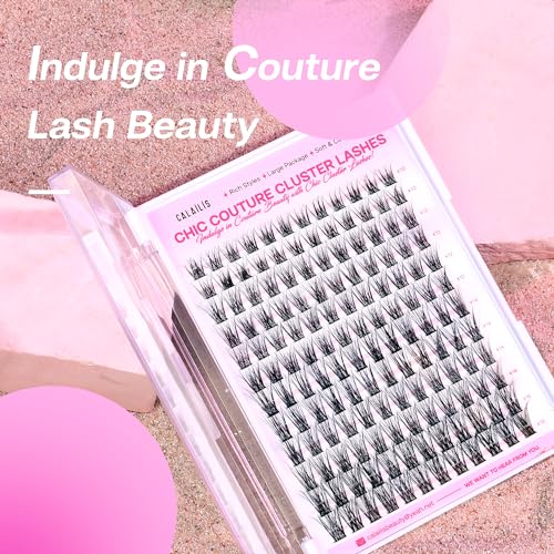 CALAILIS Lash Clusters DIY Eyelash Extensions 132pcs Natural Cluster Lashes Mega Volume Individual Lashes Wispy Eyelash Clusters(DUO14,D-10-16MIX)