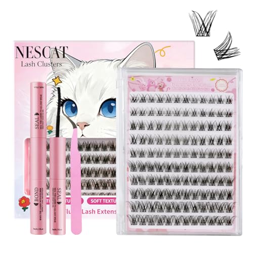 Wispy Lash Clusters Kit with Glue & Tweezers - Self Adhesive