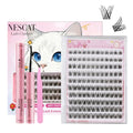 Wispy Lash Clusters Kit with Glue & Tweezers - Self Adhesive