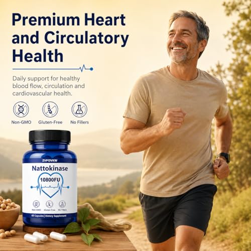 Nattokinase Supplement 10800 FU for Cardiovascular Wellness – 60 Vegan Capsules