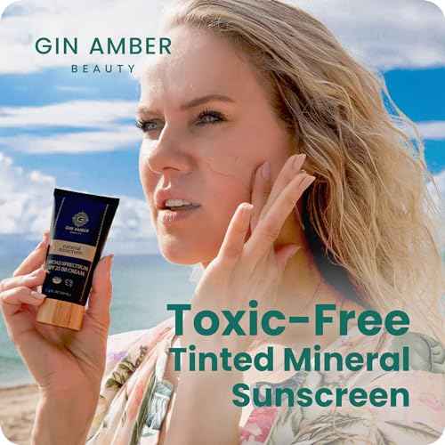 Gin Amber Beauty Mineral Tinted SPF 25 - Toxic Free Face Sunscreen and BB Cream for Women with Sensitive Skin - Revolutionary Zinc Oxide Formula - Improves Fine Lines and Uneven Skin Tone