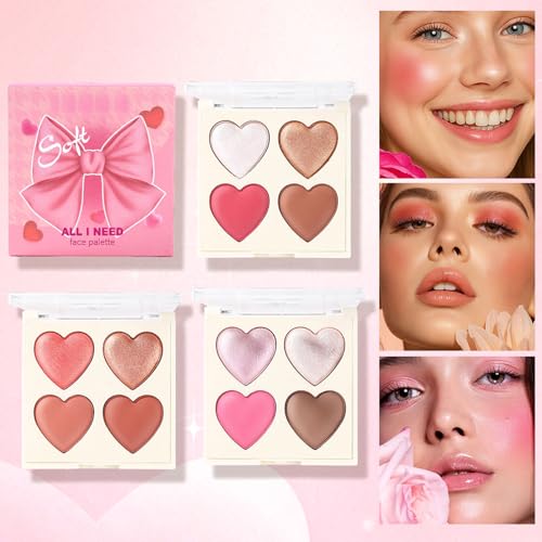 4-in-1 Highlight Contour Blush Palette - Shimmer & Matte