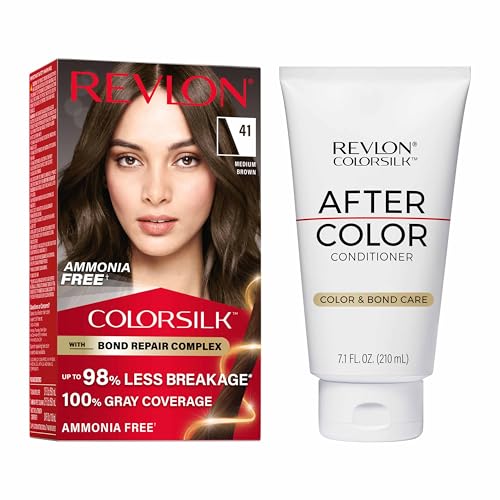Revlon ColorSilk Bond Repair Hair Color Kit, Medium Brown #41