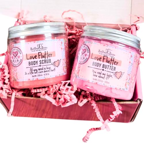 Bella and Bear Love Flutter Gift Set | Body Scrub | Body Butter | Gift for Her