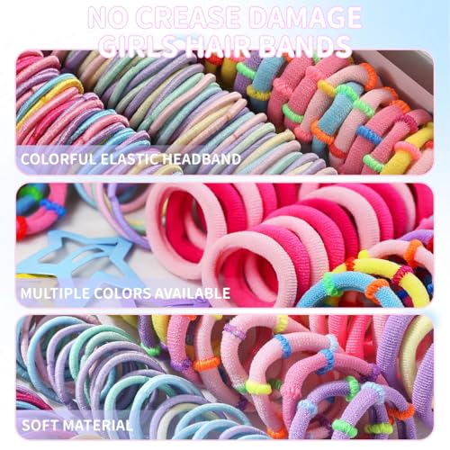 889 Pcs Colorful Hair Ties Set for Girls with Flower Accessories