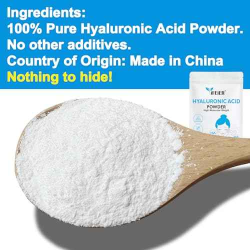 Hyaluronic Acid Powder | High Molecular Weight Hyaluronic Acid Serum Powder | 1oz(28.3g) Cosmetics Grade | Sodium Hyaluronate | LMW HMW HA ingredient to make gel for DIY Serums
