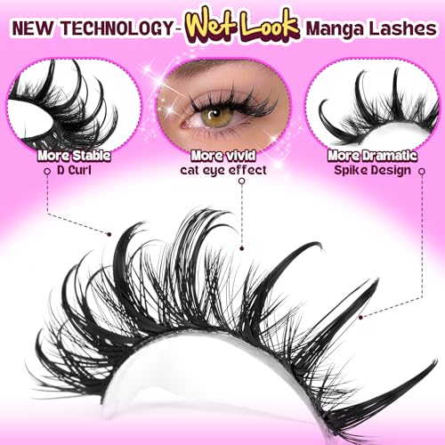 Manga Cat Eye False Eyelashes D-Curly Dramatic 12-20MM 9 Pairs