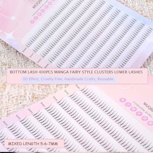 Bottom Lash Clusters 400Pcs Individual Lashes 5-7mm C Curl