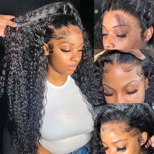 13x6 Lace Front Wigs Human Hair 200 Density Deep Wave HD Lace Front Wigs Human Hair Pre Plucked Glueless Wig 100% Virgin Human Hair Lace Front Wigs for Women Natural Color 28 Inch
