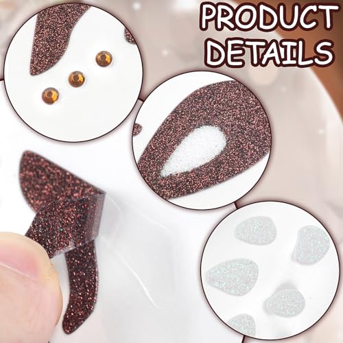Deer Face Stickers Christmas Face Tattoo for Women Men with Rhinestone Self Adhesive Glitter Stickers Cute Animal Deer Face Tattoos Eyes Body Makeup Party Cosplay Supplies 2Pcs