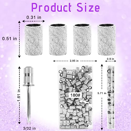 BLESWIN 180 Grit Nail Sanding Bands - 100 Pcs with 3/32" Bit