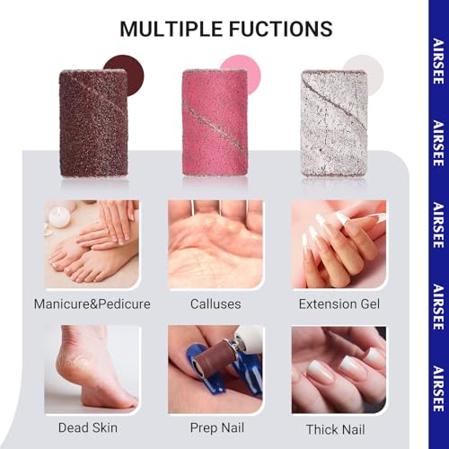 AIRSEE Nail Drill Sanding Bands Set - 180 Grit Medium Brown, 100 Pieces (Variation of THIS listing)