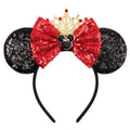 Sequin Mouse Ears Headband with Crown for Women