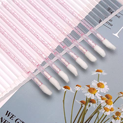 Elisel Disposable Crystal Lip Brush Set - Pink, 100 pcs Makeup Applicators