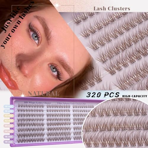 FebFeb Velvet Brown Wispy Lash Clusters Kit - Natural C Curl False Eyelashes