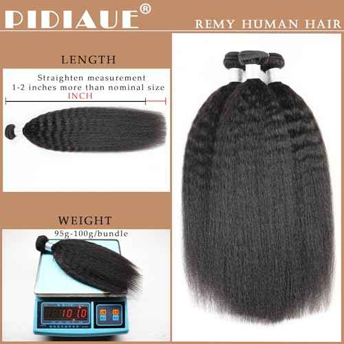 Single Bundle Human Hair Yaki Straight Bundles 24 inch Kinky Straight Brazilian Remy Hair Weave Real Unprocessed Virgin Hair 1 Bundle Extensions Natural Color