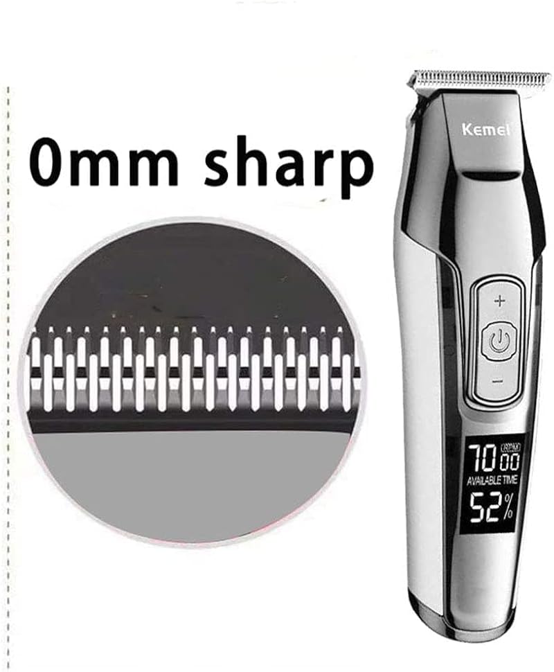 KEMEI Silver Cordless Hair Clipper for Men & Beard Trimmer - Zero Gapped