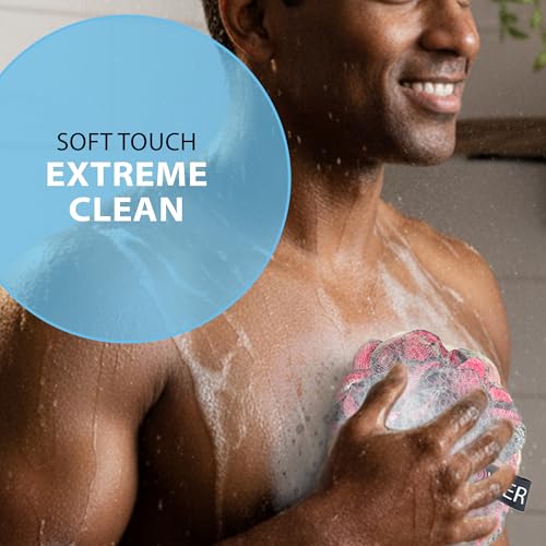 Shower Bouquet XL Charcoal Loofah 4-Pack - Exfoliating Bath Sponges