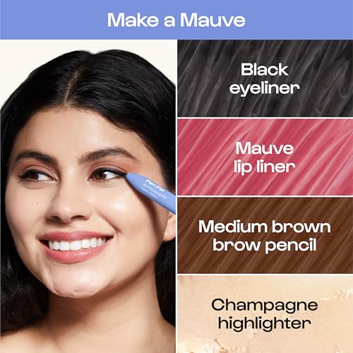 Alleyoop Pen Pal 4-in-1 Makeup Pen ? Comes with Eyeliner, Lip Liner, Highlighter Makeup & Eyebrow Pencils for Women ? Portable, Touch-Up On the Go ? Cruelty-Free, Vegan (Making Mauve (Light - Medium)