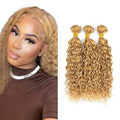 #27 Honey Blonde Water Wave Hair Bundles 30" Brazilian Virgin