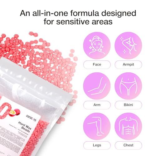 Curacoro Italian Wax Beans - 500g Hard Wax Beads for Full Body Hair Removal on Face, Body, Brazilian, Bikini, Legs, Underarms, Skin-Friendly Waxing Beads for Women & Men, Made in Italy (Passion Fruit)