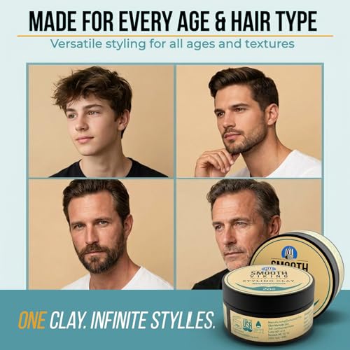 Smooth Viking Hair Clay for Men | Strong Hold Matte Finish 2oz