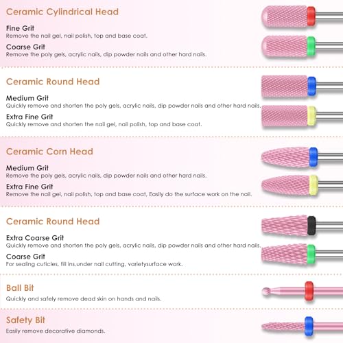 10PCS Ceramic Nail Drill Bits Set - Professional Electric Manicure Tools