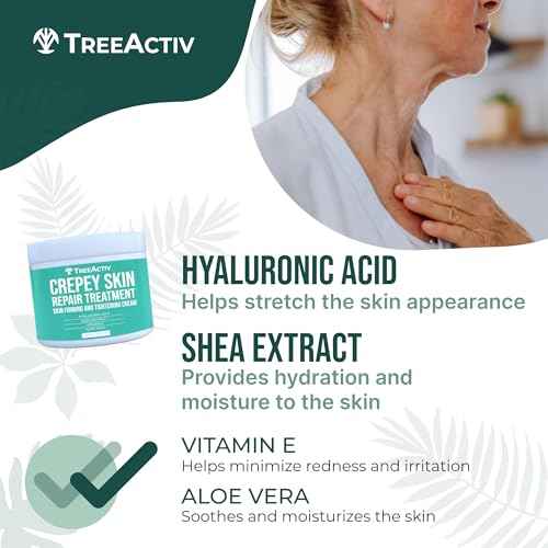 TreeActiv Crepey Skin Repair Treatment, 2-Pack, Firming Cream For Face and Neck, Skin Firming and Tightening Lotion with Hyaluronic Acid, Crepey Skin Treatment to Moisturize Dry Crepe Skin, 1000+ Uses