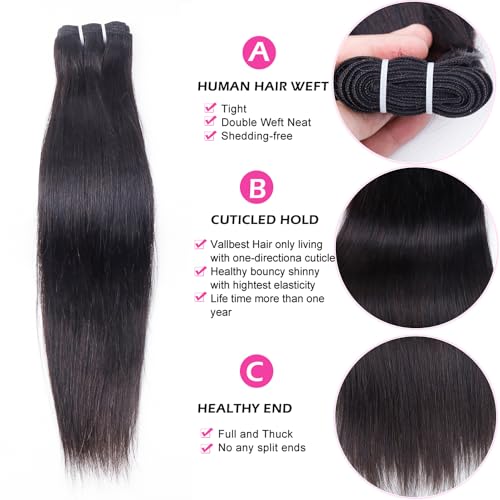 Straight 3 Bundles Human Hair 16 18 20 Inch 100% Unpro cessed Brazilian Virgin Human Hair Bundles Double Weft Weave Bundles Straight Hair 70g/Bundle Hair Natural Color