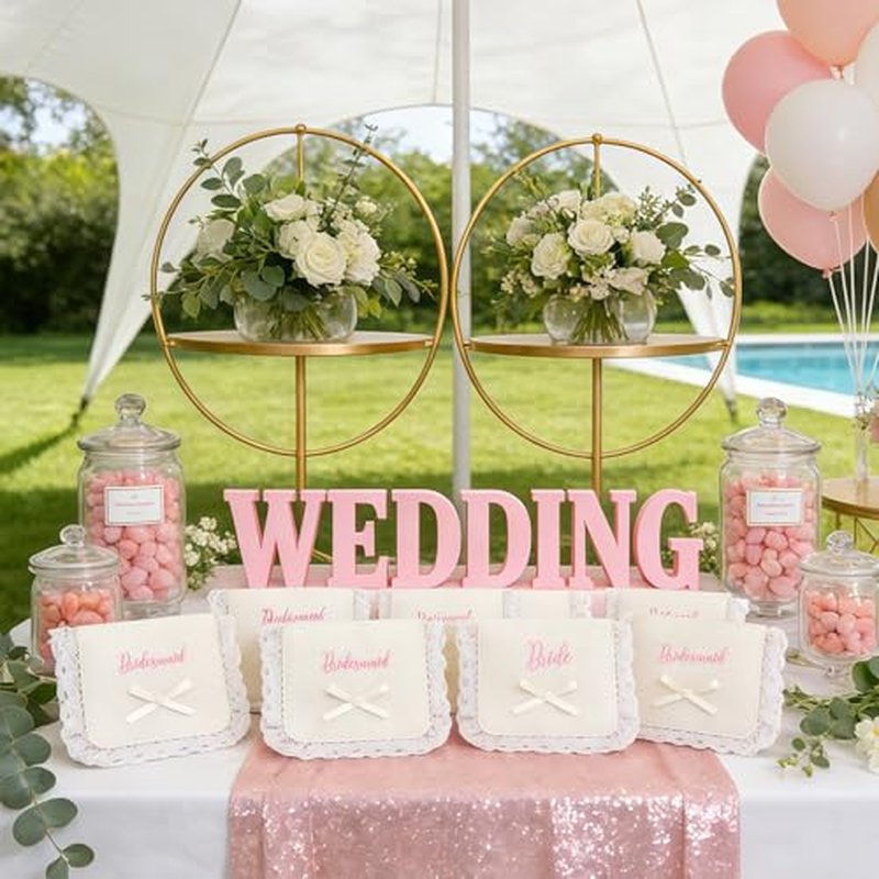 Bridesmaid Makeup Bag Set - 6 Pc Embroidered Cosmetic Organizer