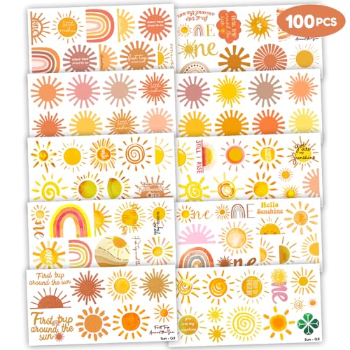 100 PCS Boho Sunshine Temporary Tattoos for Kids