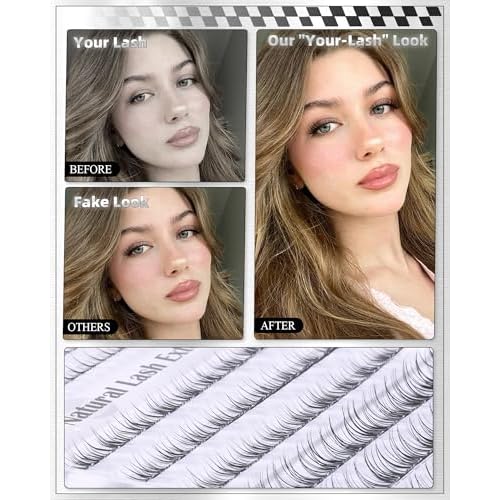 ALICE Natural Short Lash Clusters 8-12mm Eyelash Clusters Wispy Cluster Eyelash Extensions Clear Band Individual Lashes with 5-6mm Bottom Lashes