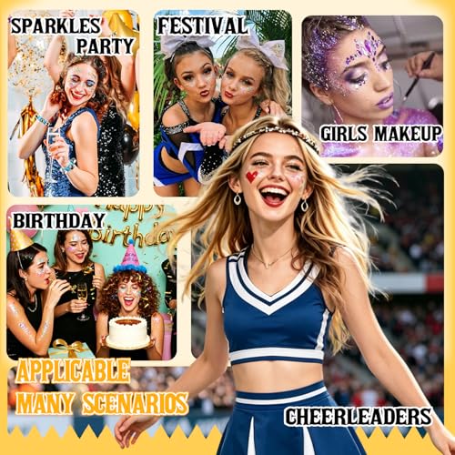 Chameleon Glitter Gel Body Paint - 12 Color Set with Brush