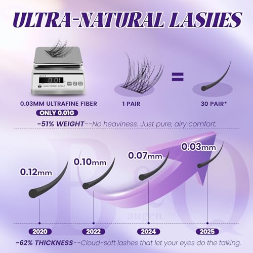 B&Q Natural Lash Clusters - Wispy Individual False Lashes 8-16mm