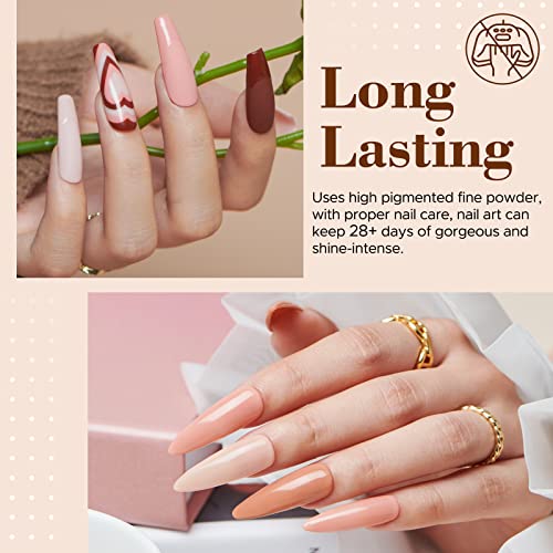 20 Colors Dip Powder Nail Kit Starter, AZUREBEAUTY Classic Nude Collection Glitter Pink Neutral Chocolate Brown Skin Tone Dipping Powder Liquid Set with Top/Base Coat French Nail Art Manicure DIY