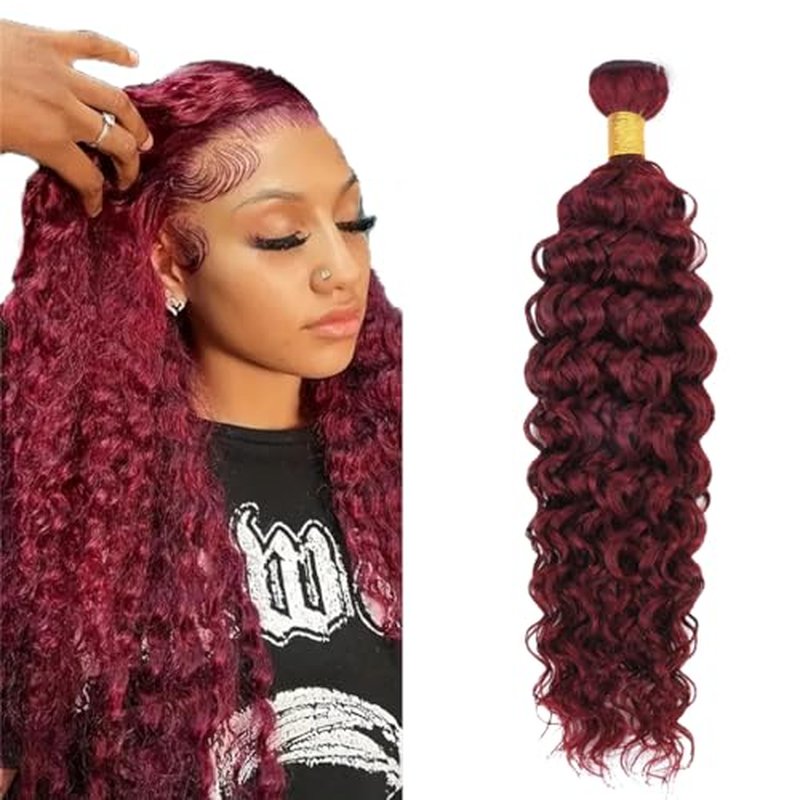 #99J Burgundy Water Wave Human Hair Bundle 100g